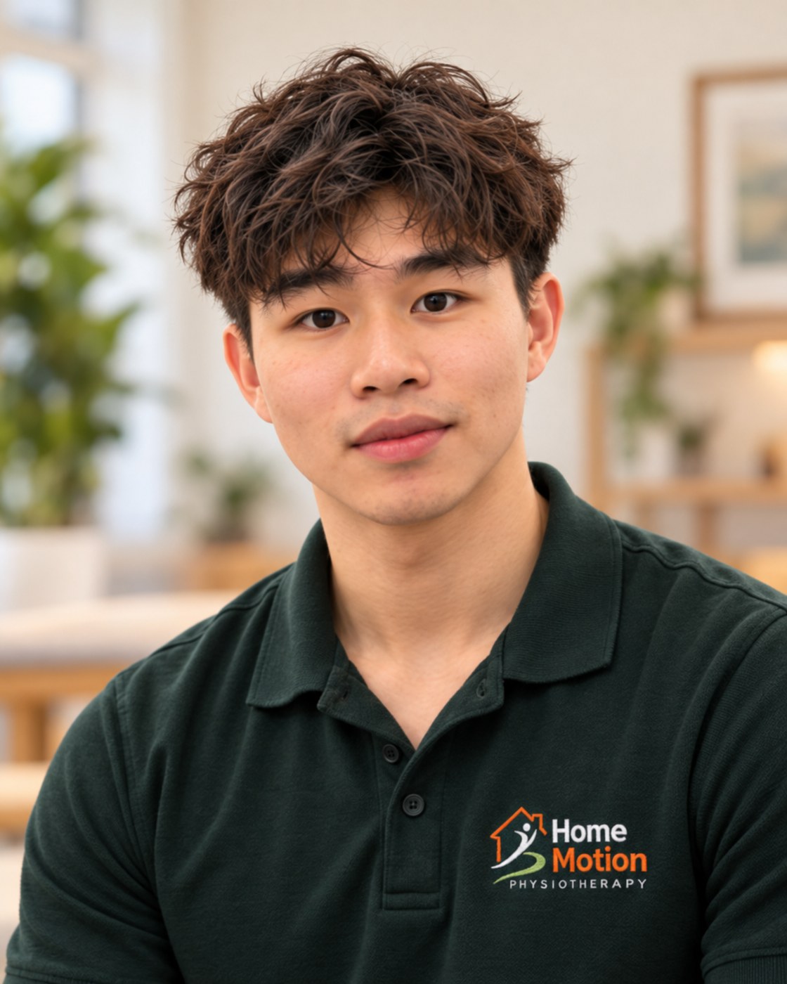 Jackson, Home Motion mobile physiotherapist, in a Home Motion polo